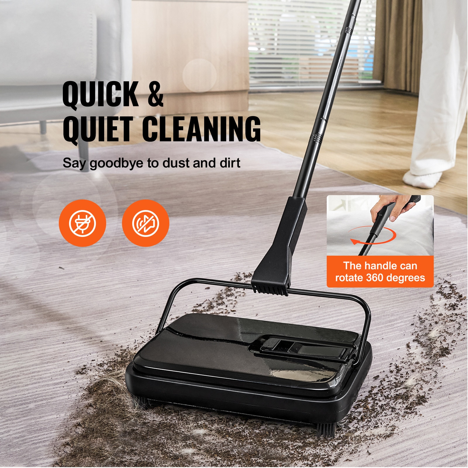 Manual Carpet Sweeper For Rugs Hardwood And Laminate Floors_voghion.com